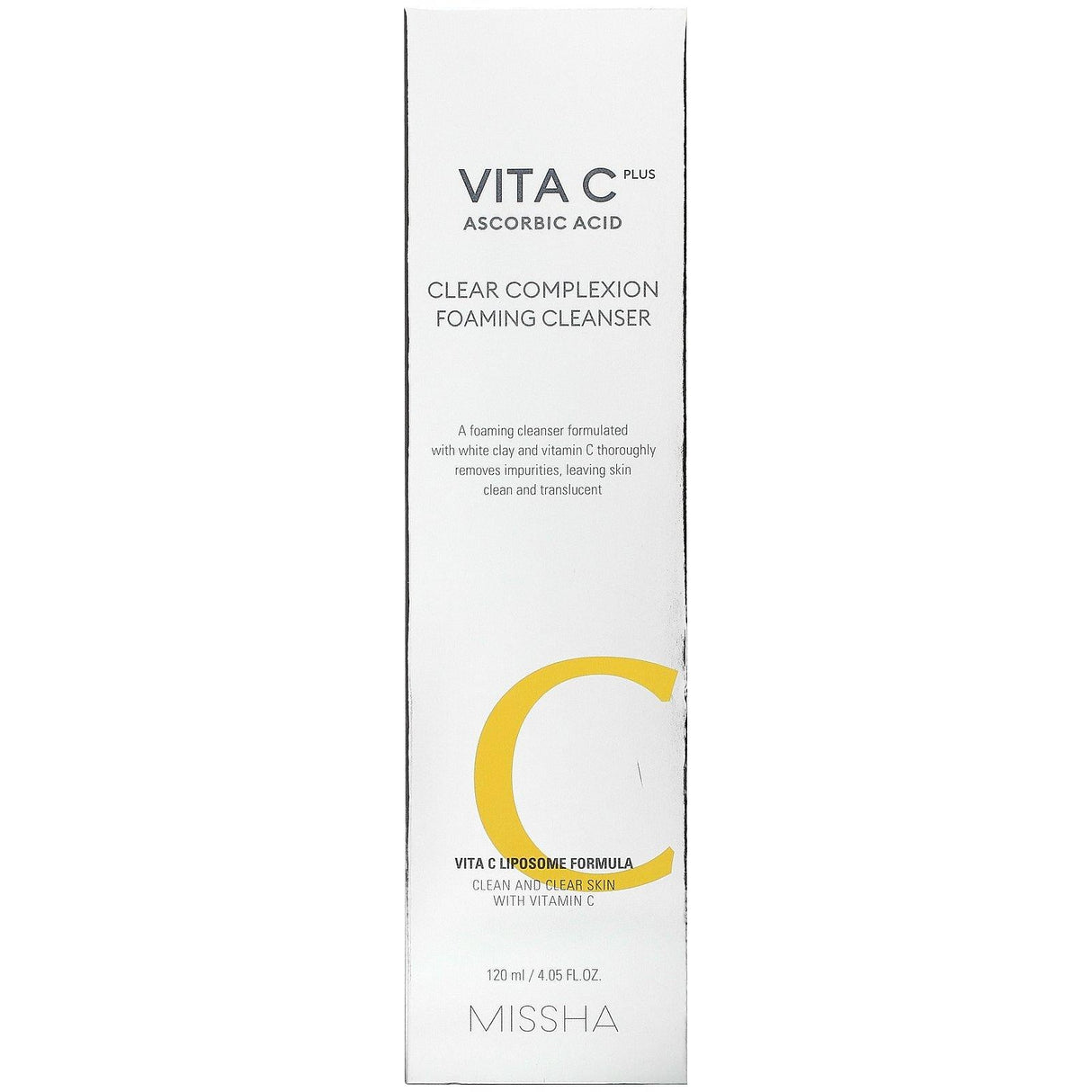 Missha, Vita C Plus Ascorbic Acid, Clear Complexion Foaming Cleanser, 4.05 fl oz (120 ml) - Supply Center USA