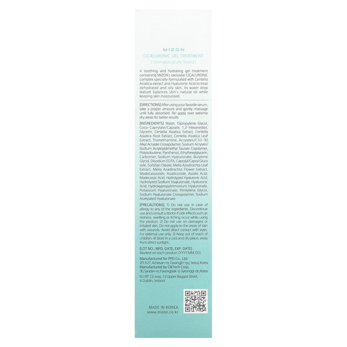 Mizon, Cicaluronic Gel Treatment, 1..69 fl oz (50 ml) - Supply Center USA