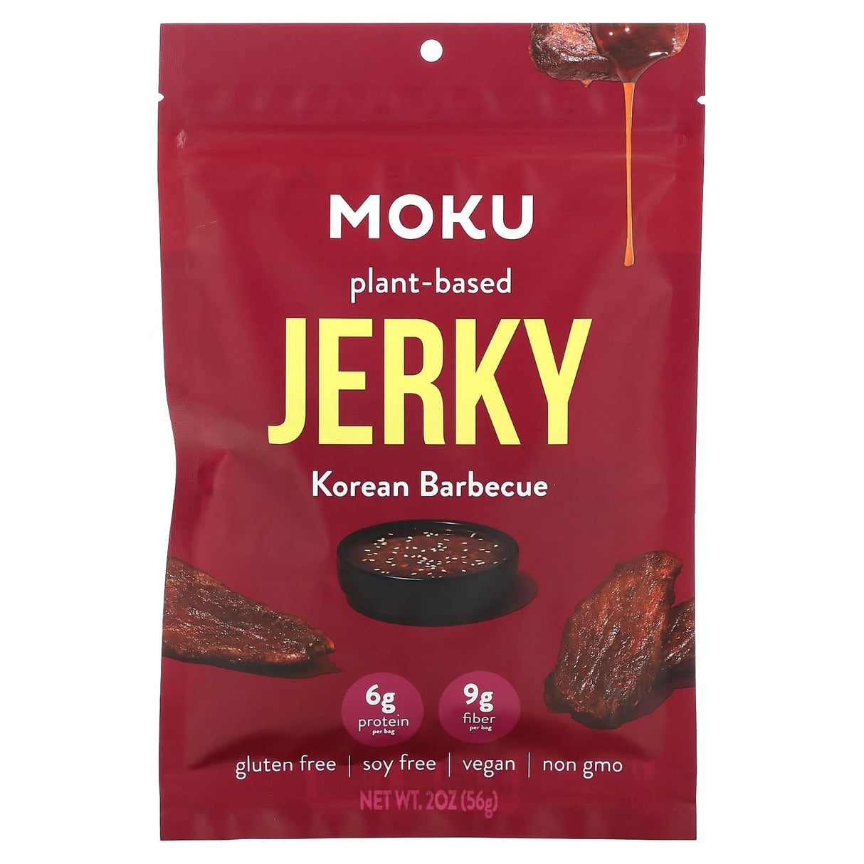 Moku, Plant-Based Jerky, Korean Barbecue, 2 oz (56 g) - Supply Center USA