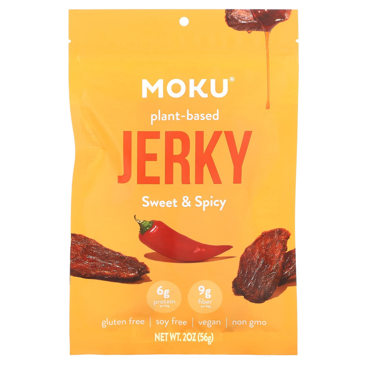 Moku, Plant-Based Jerky, Korean Barbecue, 2 oz (56 g) - Supply Center USA