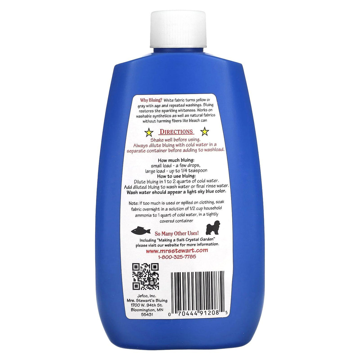 Mrs. Stewart's, Concentrated Liquid Bluing, 8 fl oz (237 ml) - Supply Center USA