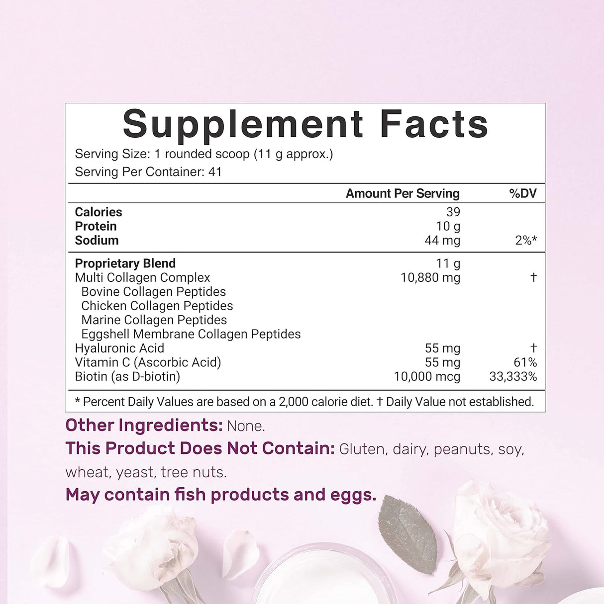 Multi Collagen Protein Powder,1Lb - Type I, II, III, V, X Collagen Peptides with Biotin 10000Mcg, Vitamin C & Hyaluronic Acid - Unflavored - Keto & Paleo Friendly, Great for Hair, Skin, Nails & Joints - Supply Center USA