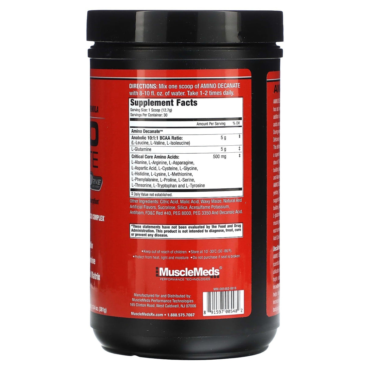 MuscleMeds, Amino Decanate, Watermelon, 13.3 oz (378 g) - Supply Center USA