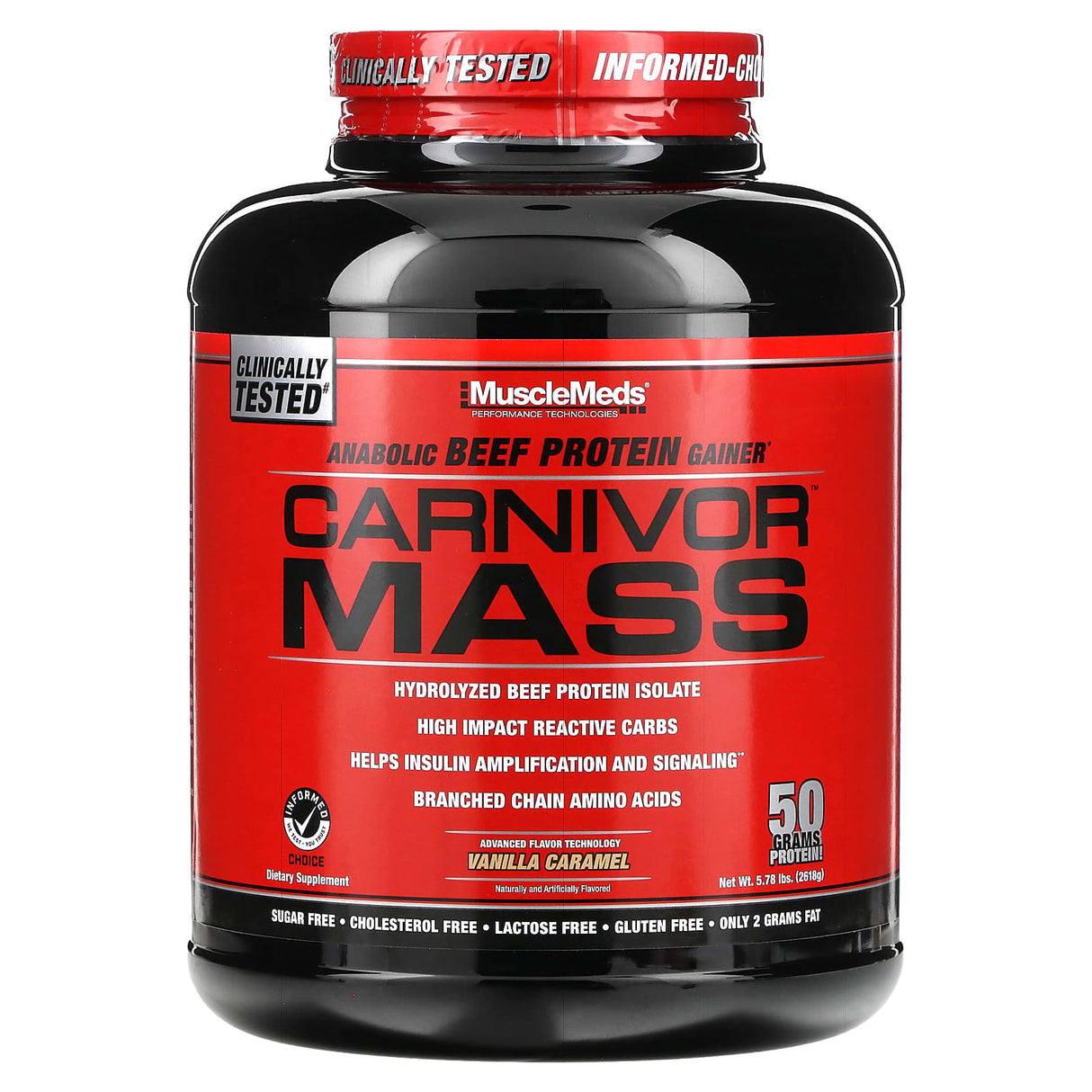MuscleMeds, Carnivor Mass, Anabolic Beef Protein Gainer, Strawberry, 5.79 lbs (2,698 g) - Supply Center USA