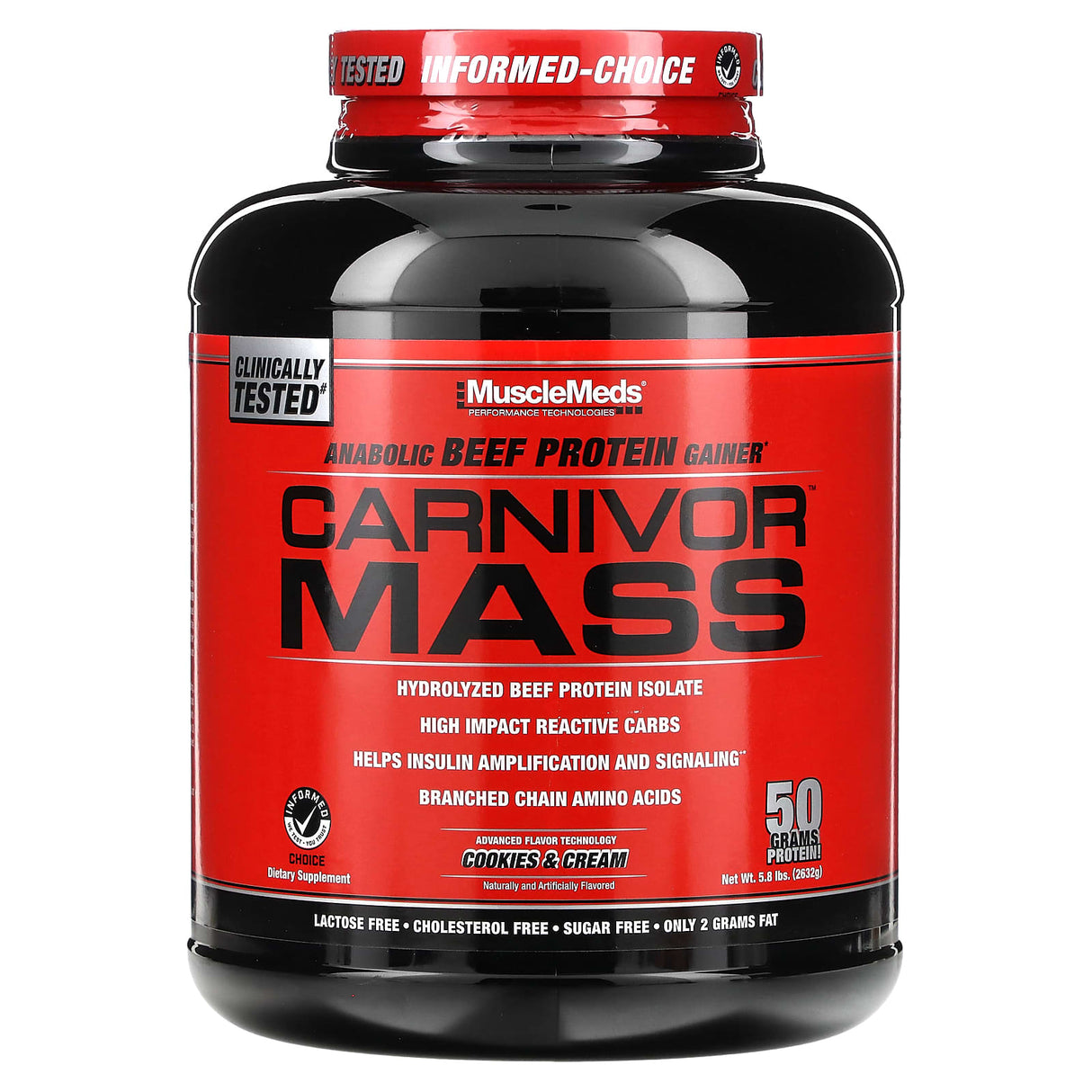 MuscleMeds, Carnivor Mass, Anabolic Beef Protein Gainer, Strawberry, 5.79 lbs (2,698 g) - Supply Center USA