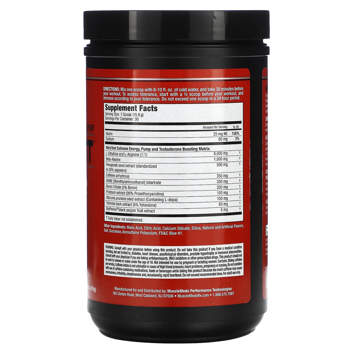 MuscleMeds, Nitrotest, Androgenic Pre-Workout Amplifier, Blue Raspberry, 16.72 oz (474 g) - Supply Center USA