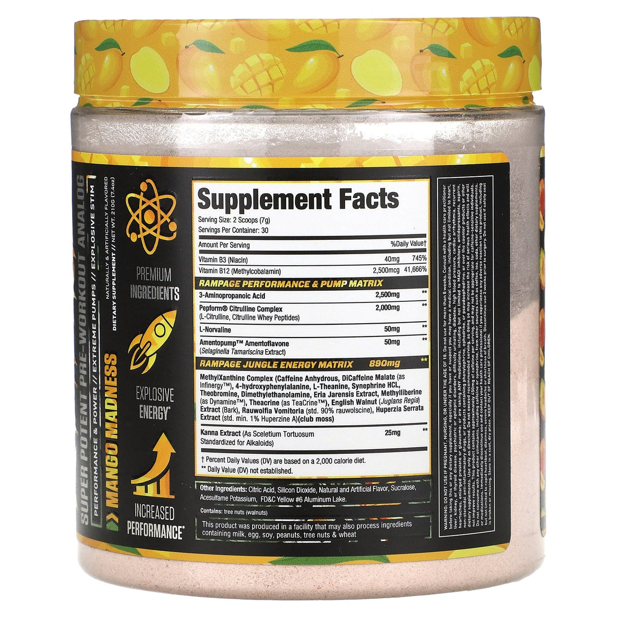 MuscleSport, Rhino Rampage, Super Potent Pre-Workout Analog, Mango Madness, 7.4 oz (210 g) - Supply Center USA