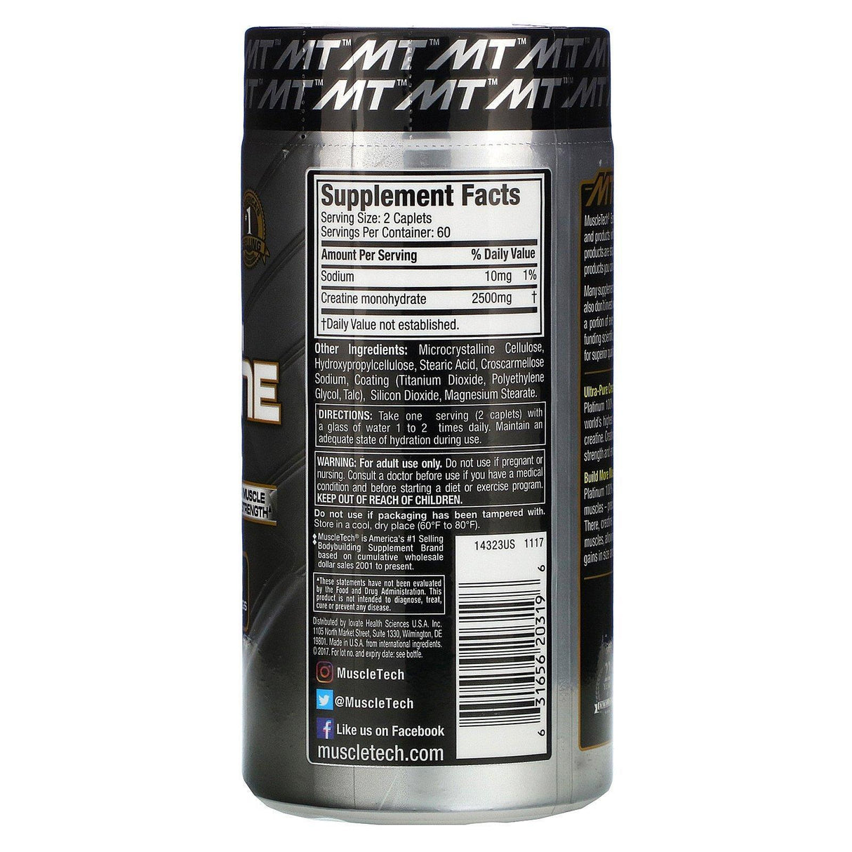 Muscletech, Essential Series, Platinum 100% Creatine 2500, 120 Caplets - Supply Center USA
