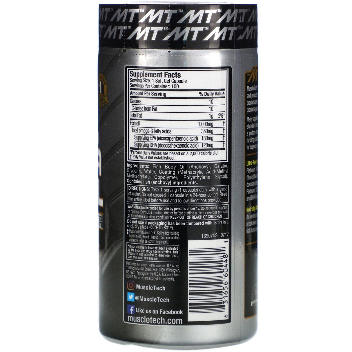 Muscletech, Essential Series, Platinum 100% Omega Fish Oil, 100 Soft Gels - Supply Center USA