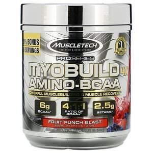 Muscletech, MyoBuild 4X Amino-BCAA, Fruit Punch Blast, 11.71 oz (332 g) - Supply Center USA