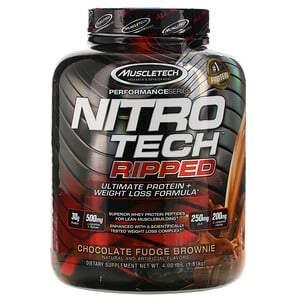 Muscletech, Nitro Tech Ripped, Ultimate Protein + Weight Loss Formula, Chocolate Fudge Brownie, 4 lbs (1.81 kg) - Supply Center USA