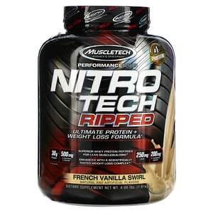 Muscletech, Nitro Tech Ripped, Ultimate Protein + Weight Loss Formula, French Vanilla Swirl, 4 lbs (1.81 kg) - Supply Center USA