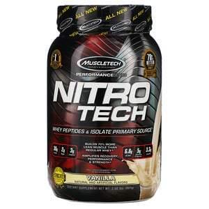 Muscletech, Nitro Tech, Whey Isolate + Lean MuscleBuilder, Vanilla, 2.00 lbs (907 g) - Supply Center USA