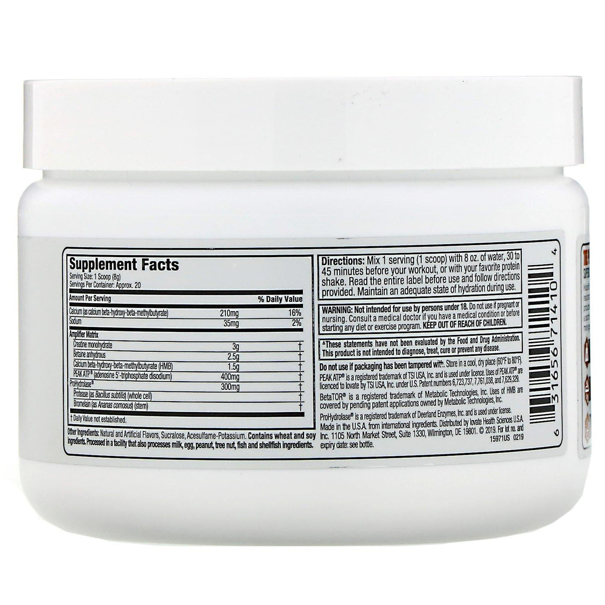 Muscletech, Peak Series, Pro Amp+, Unflavored, 5.61 oz (159 g) - Supply Center USA