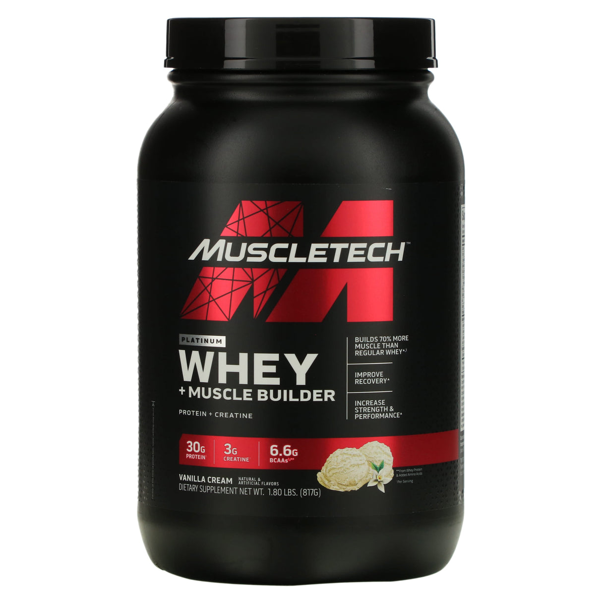 MuscleTech, Platinum Whey + Muscle Builder, Vanilla Cream, 1.8 lbs (817 g) - Supply Center USA