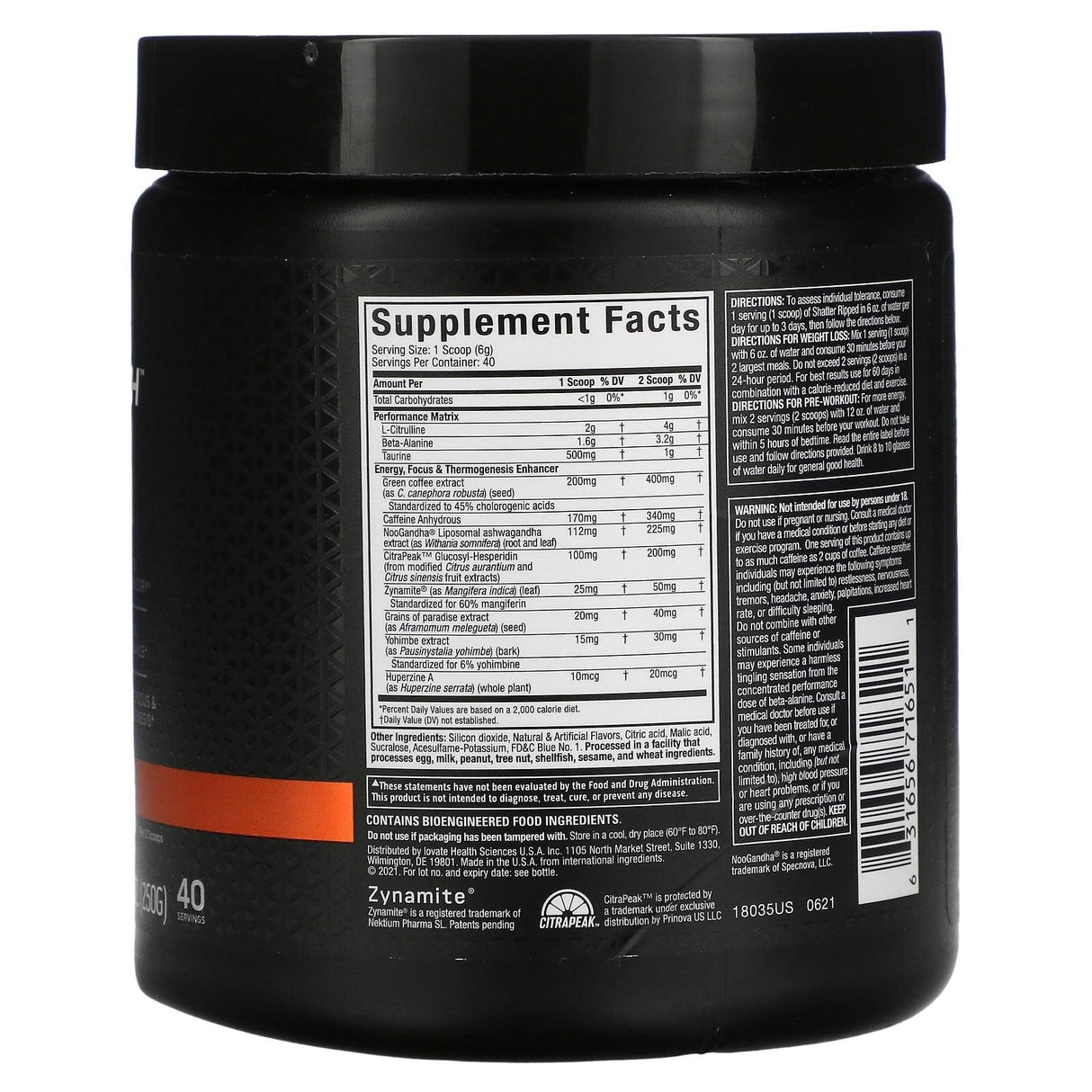 MuscleTech, Shatter Pre-Workout Ripped, Icy Rocket, 8.83 oz (250 g) - Supply Center USA