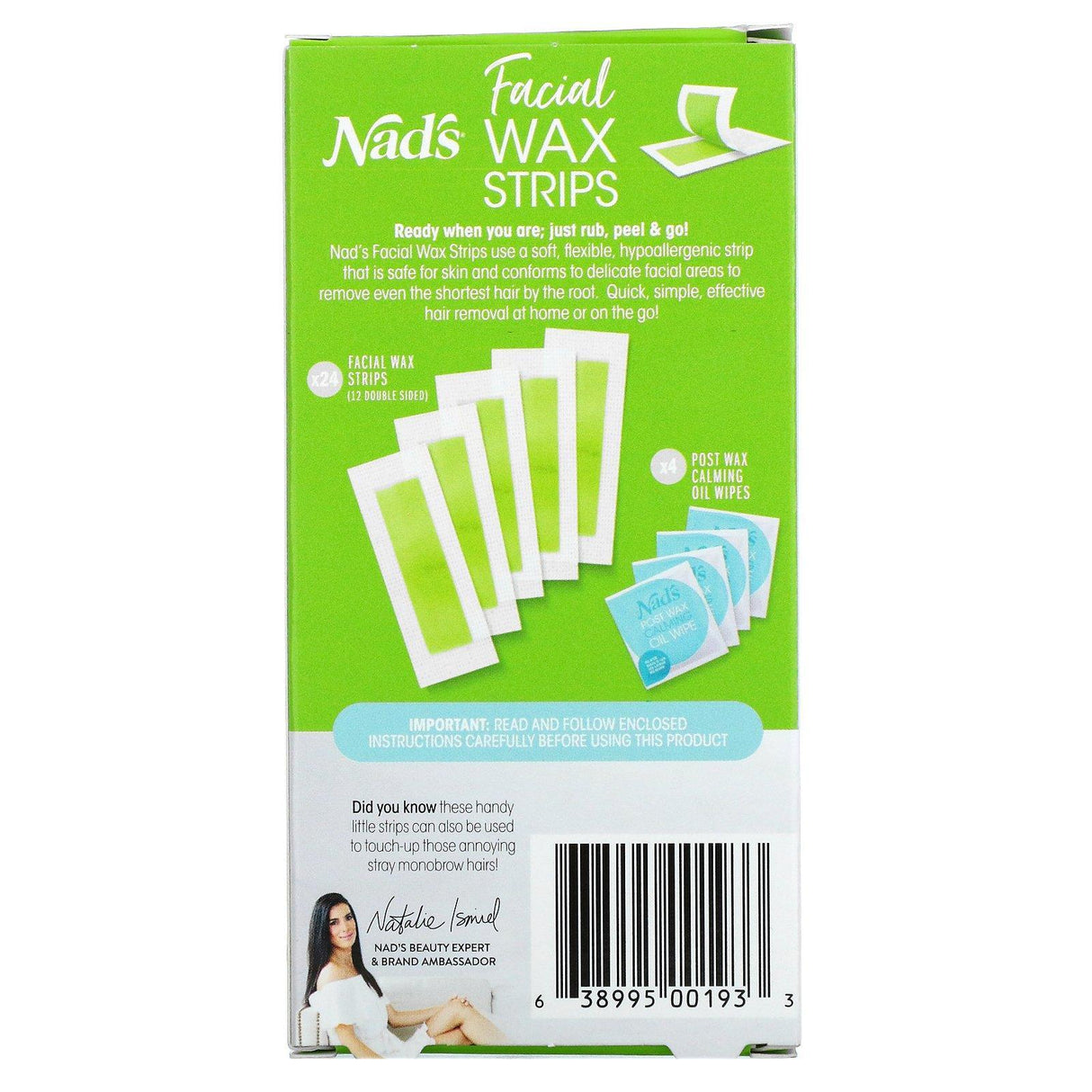 Nad's, Facial Wax Strips, 24 Strips - Supply Center USA