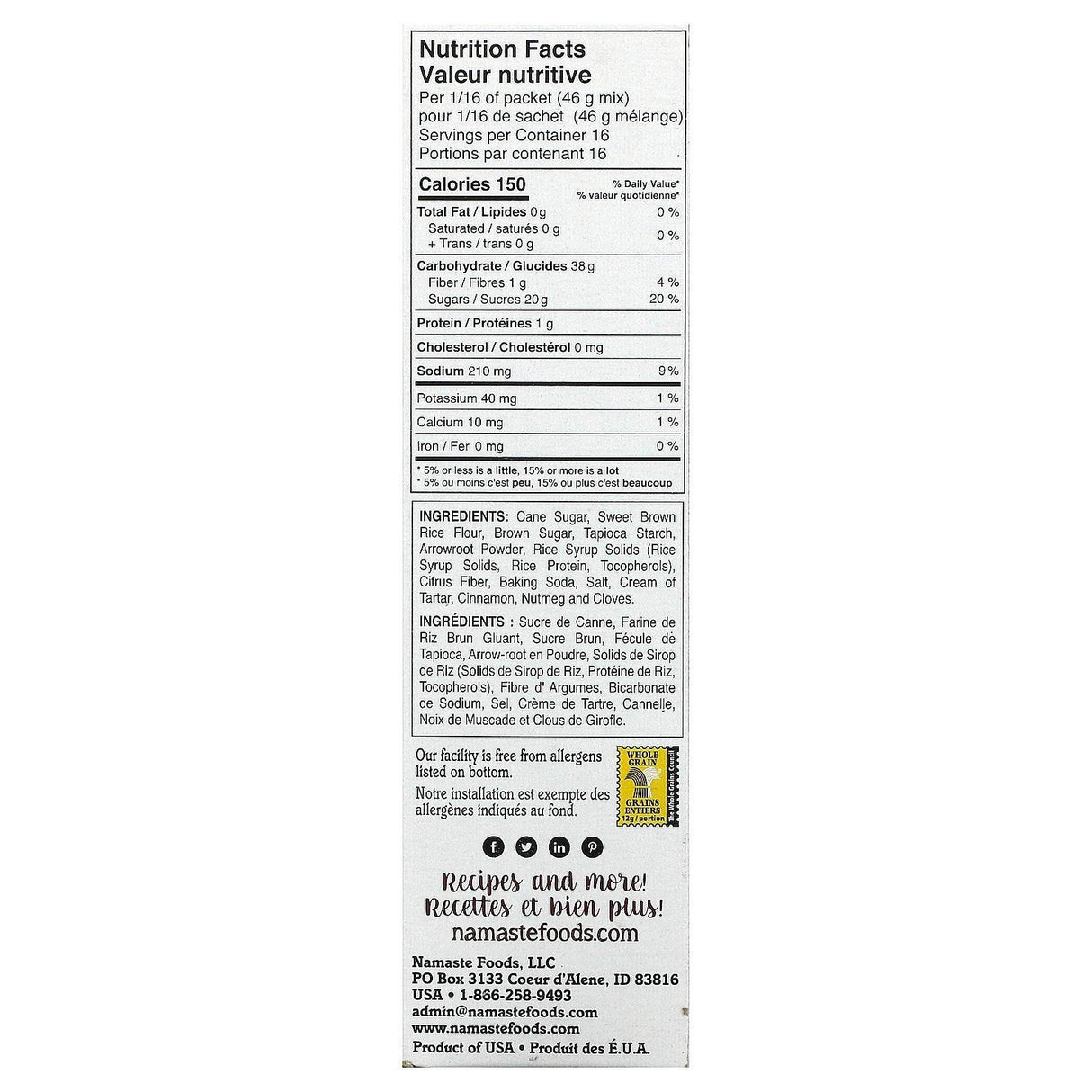Namaste Foods, Spice Cake Mix, Gluten Free, 26 oz (737 g) - Supply Center USA