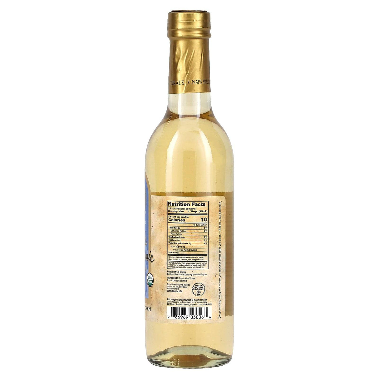 Napa Valley Naturals, Organic Golden Balsamic Vinegar , 12.7 fl oz (375 ml) - Supply Center USA