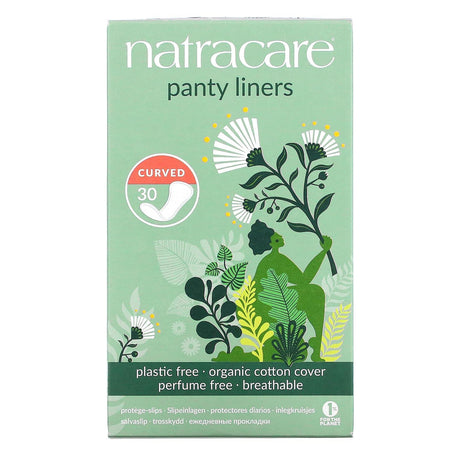 Natracare, Panty Liners, Organic Cotton Cover, Curved, 30 Liners - Supply Center USA