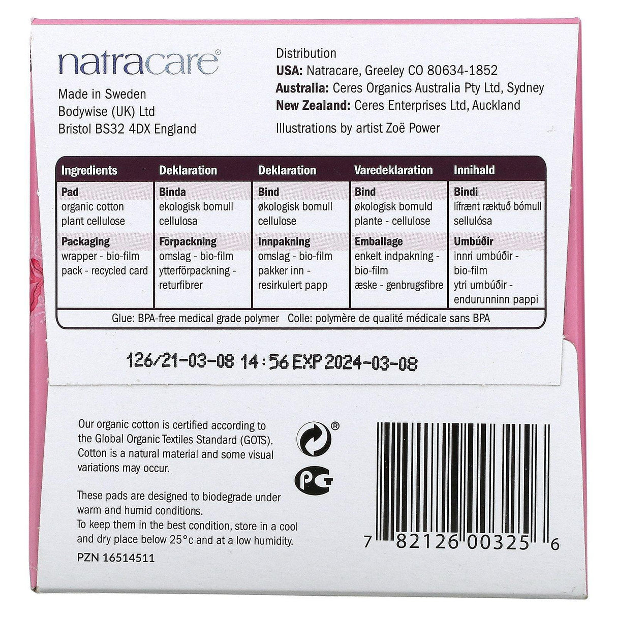 Natracare, Ultra Extra Pads, Organic Cotton Cover, Regular, 12 Pads - Supply Center USA
