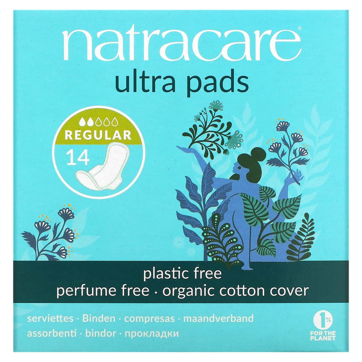 Natracare, Ultra Pads, Organic Cotton Cover, Regular, 14 Pads - Supply Center USA