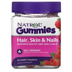 Natrol, Gummies, Hair, Skin & Nails, Raspberry, 90 Count - Supply Center USA
