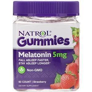 Natrol, Gummies, Melatonin, Strawberry, 5 mg, 90 Count - Supply Center USA