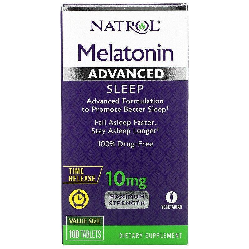 Natrol, Melatonin Advanced Sleep, Time Release, 10 mg, 100 Tablets - Supply Center USA