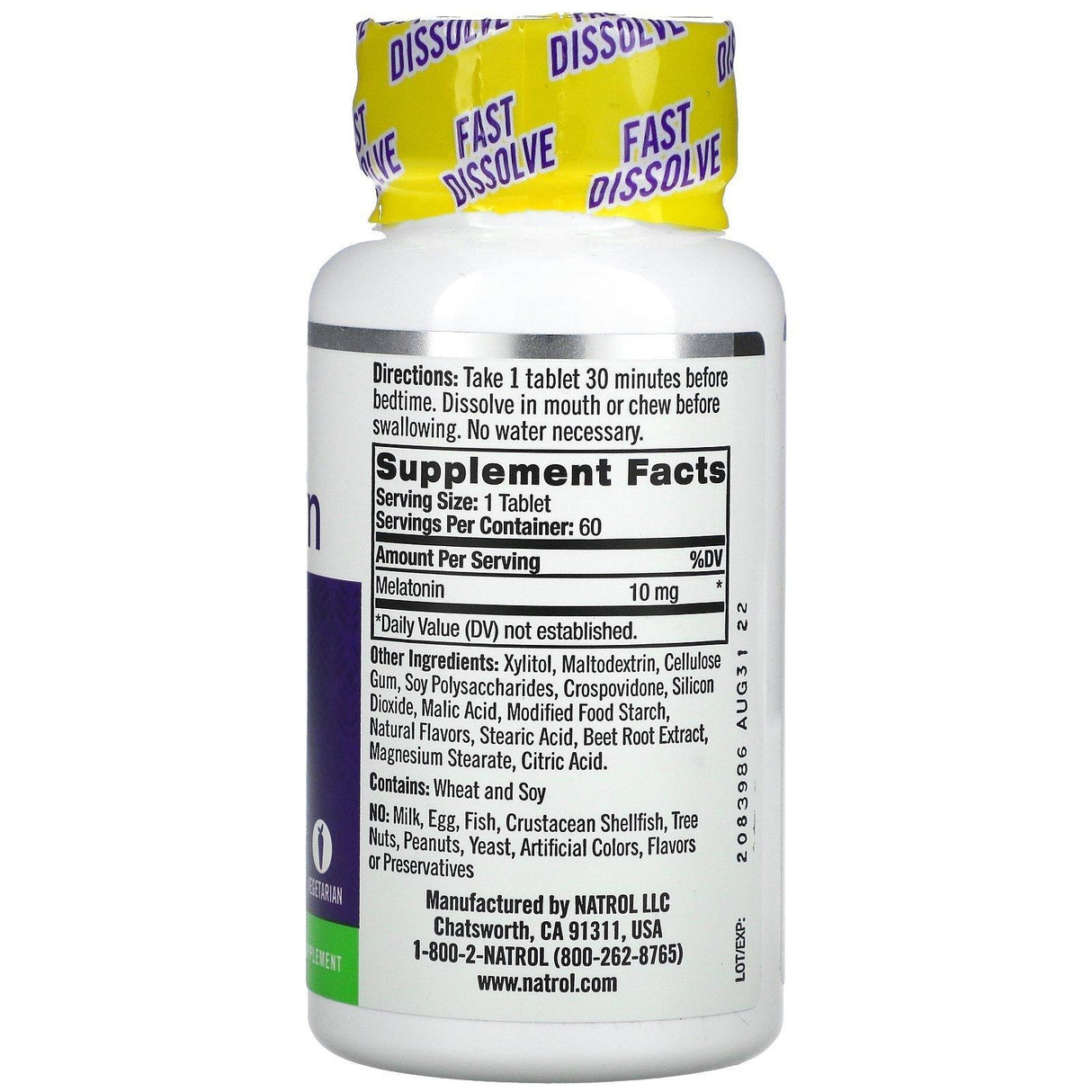Natrol, Melatonin, Fast Dissolve, Maximum Strength, Citrus, 10 mg, 60 Tablets - Supply Center USA