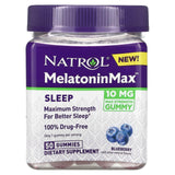 Natrol, Melatonin Max, Sleep, Blueberry, 10 mg, 50 Gummies - Supply Center USA