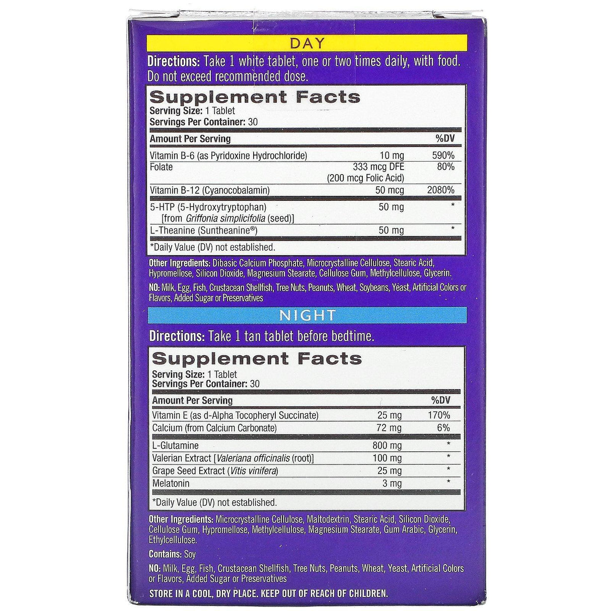 Natrol, Stress & Anxiety, Day & Night, Two 30 Tablet Blister Packs (60 Total) - Supply Center USA