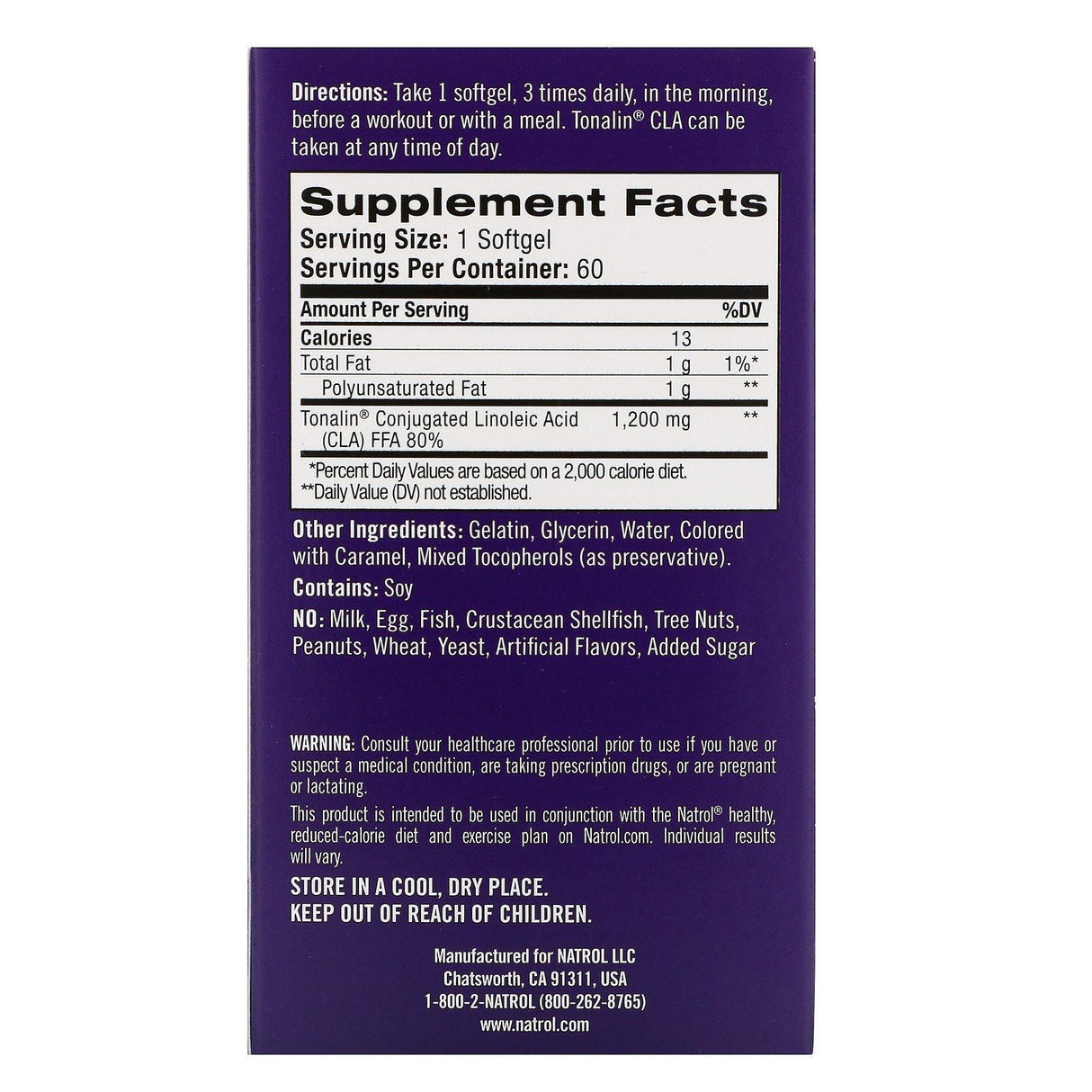 Natrol, Tonalin CLA, 1,200 mg, 60 Softgels - Supply Center USA