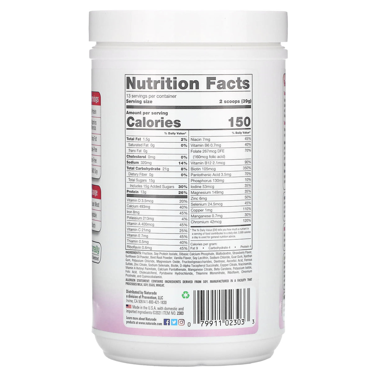 Naturade, Total Soy, Meal Replacement, Strawberry Cream, 17.88 oz (507 g) - Supply Center USA