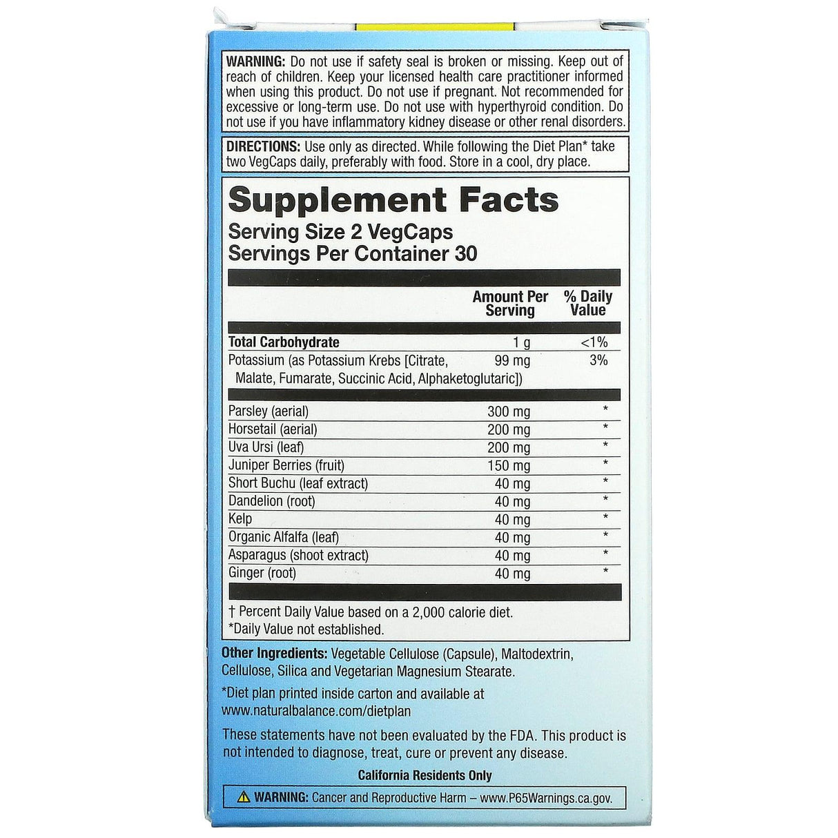 Natural Balance, Water-X, Herbal Blend, Maximum Strength, 60 VegCaps - Supply Center USA