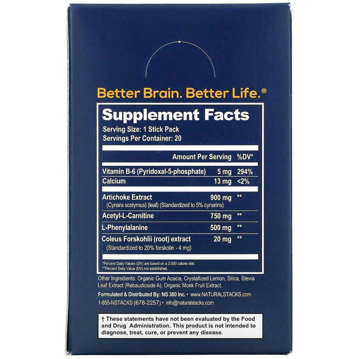 Natural Stacks, Neuro Fuel, Lemonade, 20 Stick Packs, 0.17 oz ( 4.7 g) Each - Supply Center USA