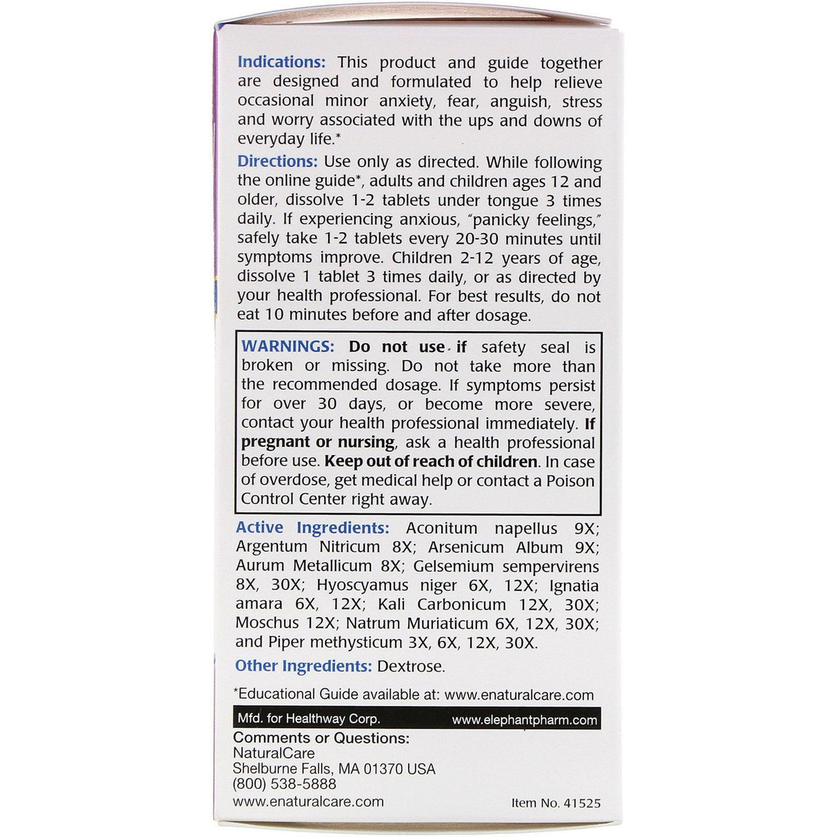 NaturalCare, Anxiety Relief, 120 Sublingual Tablets - Supply Center USA