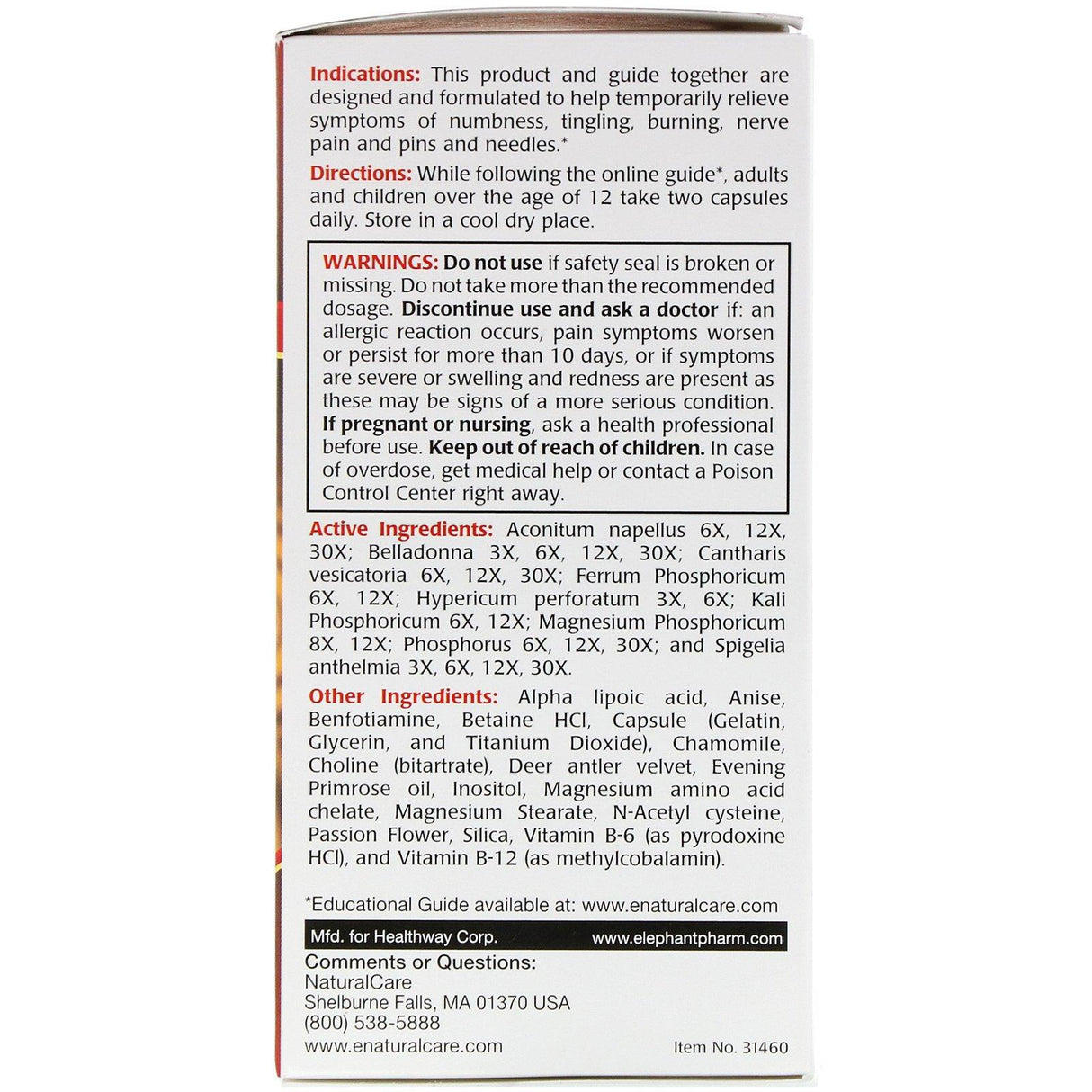 NaturalCare, Nerve Fix, 60 Capsules - Supply Center USA