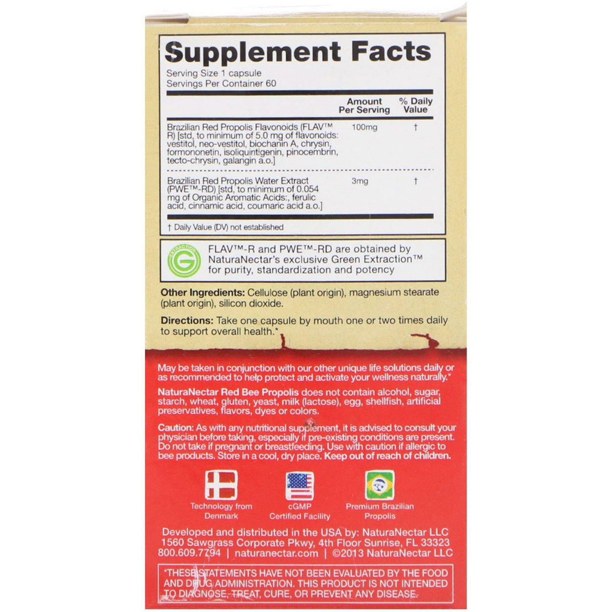NaturaNectar, Red Bee Propolis, 60 Vegetable Capsules - Supply Center USA