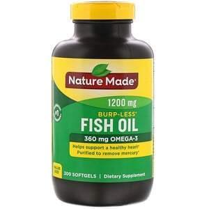 Nature Made, Fish Oil, Burp-Less, 1,200 mg, 200 Softgels - Supply Center USA