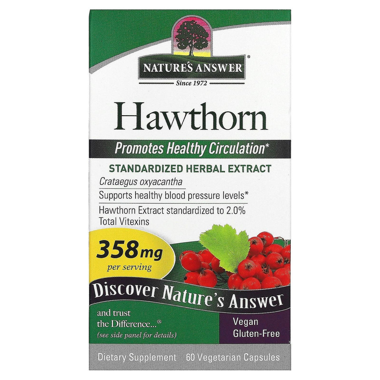 Nature's Answer, Hawthorn, 358 mg, 60 Vegetarian Capsules - Supply Center USA