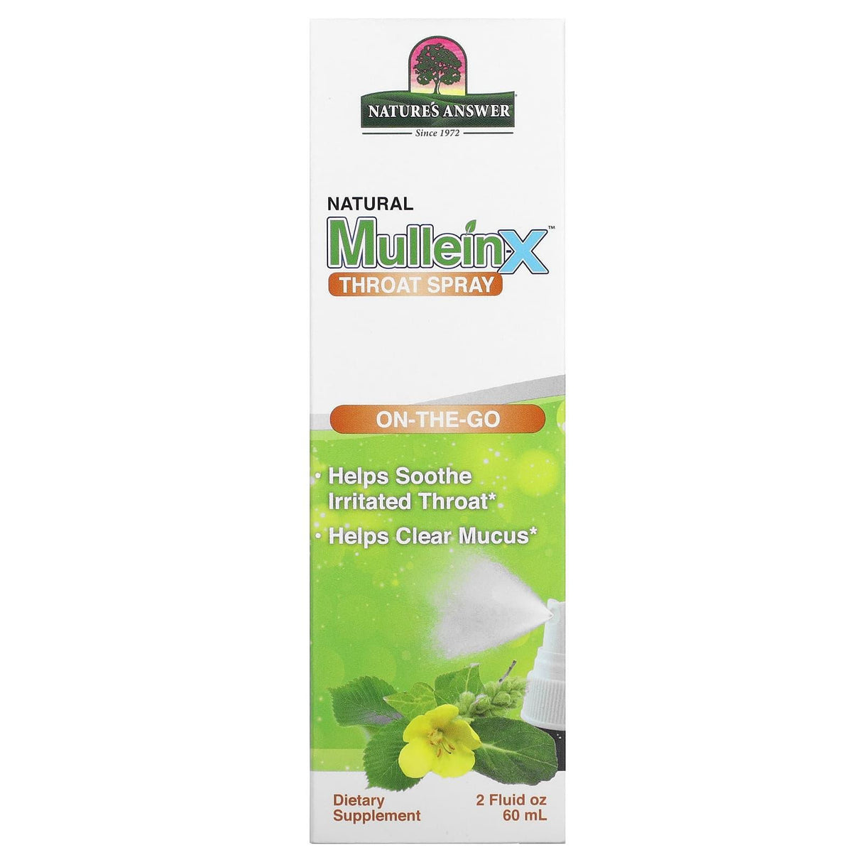 Nature's Answer, Natural MulleinX Throat Spray, 2 fl oz (60 ml) - Supply Center USA