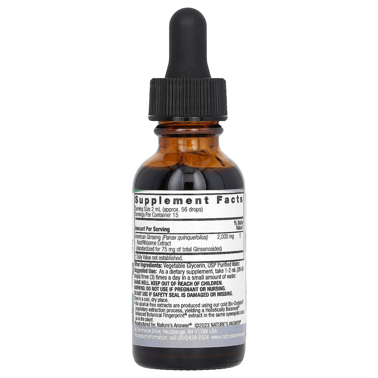 Nature's Answer, Standardized American Ginseng Extract, Alcohol-Free, 2,000 mg, 1 fl oz (30 ml) - Supply Center USA