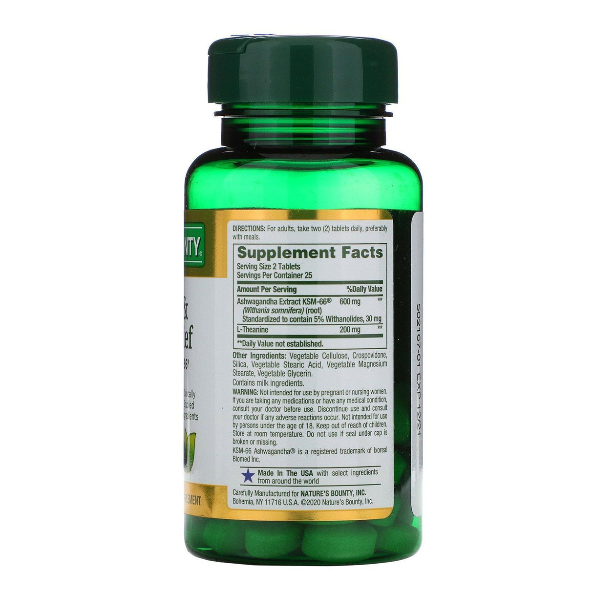 Nature's Bounty, Anxiety & Stress Relief, Ashwagandha KSM-66, 50 Tablets - Supply Center USA