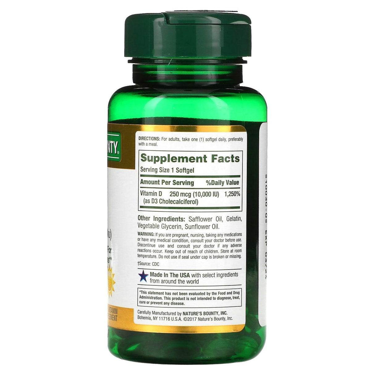 Nature's Bounty, D3, 250 mcg (10,000 IU), 72 Rapid Release Softgels - Supply Center USA