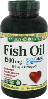 Nature'S Bounty Fish Oil, Supports Heart Health, 1200 Mg, 360 Mg Omega-3, Rapid Release Softgels, 200 Ct - Supply Center USA