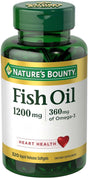 Nature'S Bounty Fish Oil, Supports Heart Health, 1200 Mg, 360 Mg Omega-3, Rapid Release Softgels, 200 Ct - Supply Center USA