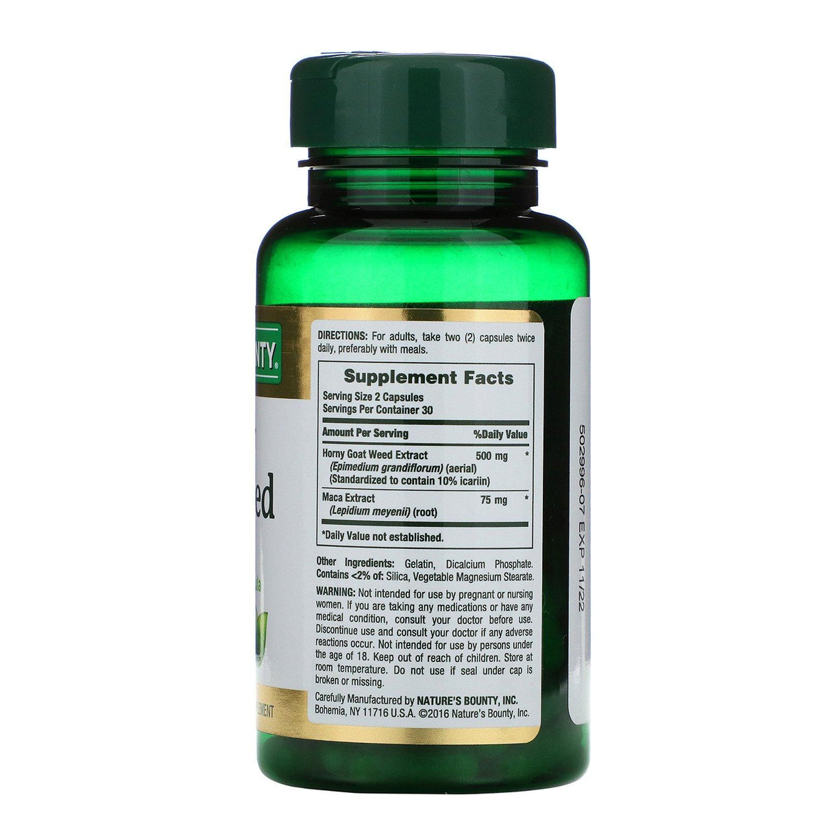 Nature's Bounty, Horny Goat Weed with Maca, 60 Capsules - Supply Center USA