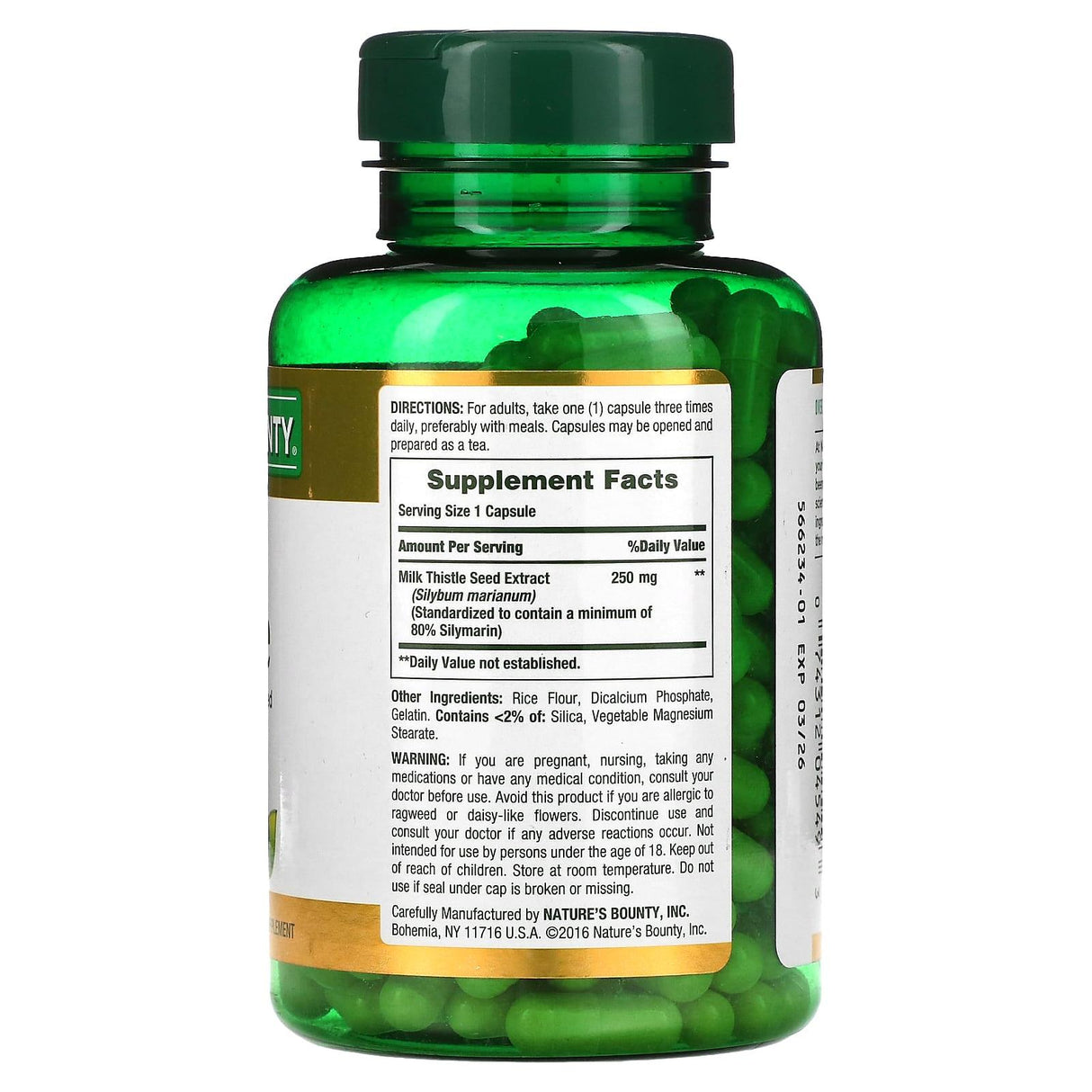 Nature's Bounty, Milk Thistle, 250 mg, 200 Capsules - Supply Center USA