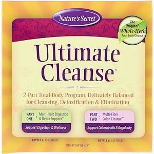 Nature's Secret, Ultimate Cleanse, 2 Part Total-Body Program, 2 Bottles, 120 Tablets Each - Supply Center USA